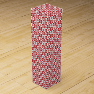 Fun Red & White Snowflake Pattern Christmas Gift Wine Box