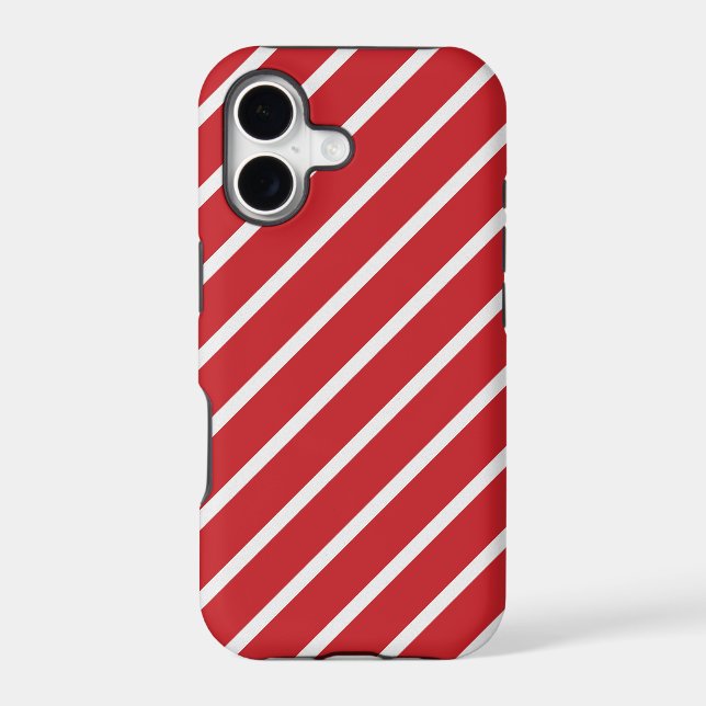 Fun red white stripe pattern  iPhone case (Back)