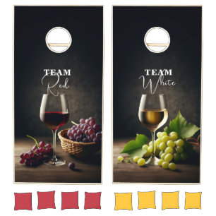 Fun Red Wine, White Wine Team Red Team White Cornhole Set