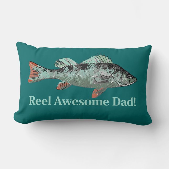 Fun Reel Awesome Dad Quote & Fish Lumbar Pillow (Front)