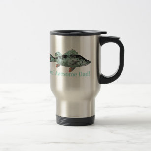 Fun Reel Awesome Dad Quote & Fish Perch Teal color Travel Mug