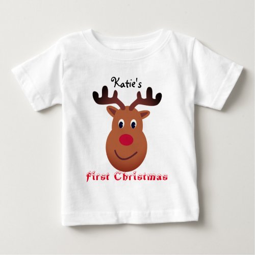 Fun Reindeer Design Baby Christmas Baby T_Shirt