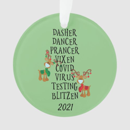 Fun Reindeer Names Covid 2021 Quarantine Ornament