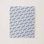 Fun Repeating Name with Stars Blue & Gray Jigsaw Puzzle<br><div class="desc">This puzzle is the perfect toy to keep him entertained on long days when stuck inside. Features a fun yet difficult to solve pattern with his name repeated in a diagonal pattern alternating with stars on a gray background. Fun and challenging!</div>