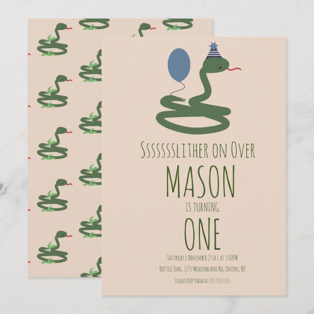 Fun Reptile Snake Zoo Wild Birthday Party  Invitation (Front/Back)