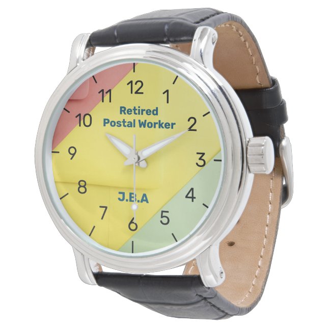 Fun Retired Postal Worker Watch Personalize Name (Angled)