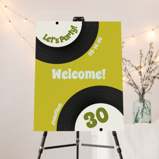 Fun Retro 30th Birthday Vinyl Record Welcome Sign