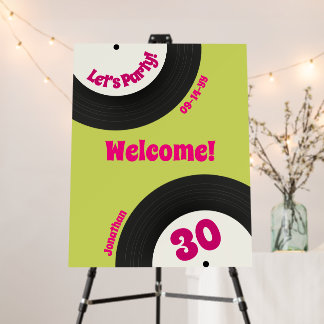 Fun Retro 30th Birthday Vinyl Record Welcome Sign