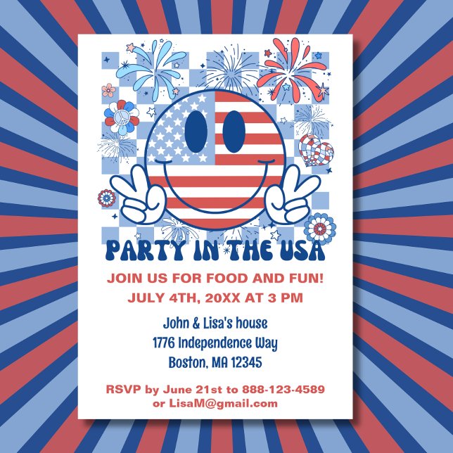 Fun Retro 4th of July Party Invitation (Creator Uploaded)