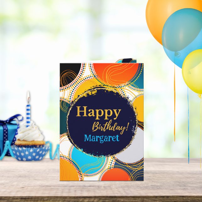 Fun Retro 80’s Happy Birthday Abstract Personalize Card (Creator Uploaded)
