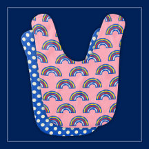 Fun Retro 80s Primary Color Rainbows on Cute Pink