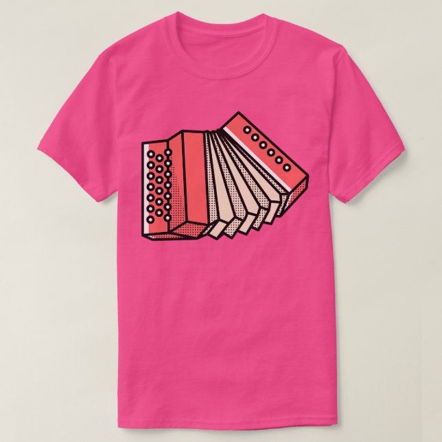 Fun Retro Accordion Drawing T-Shirt (Design Front)