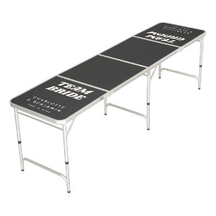 Fun Retro Black White Bride Groom Wedding Custom Beer Pong Table