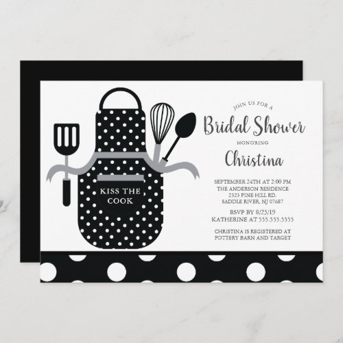 Fun Retro Black White Kitchen Bridal Shower Invitation