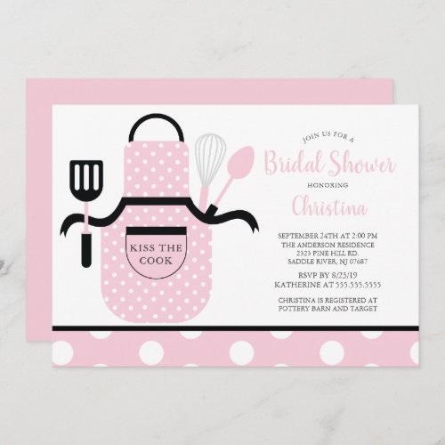 Fun Retro Blush Pink Kitchen Bridal Shower Invitation