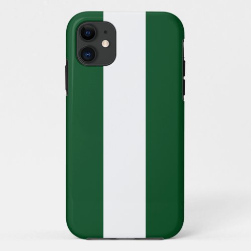 Fun Retro Bold Dark Green White Camp Stripes iPhone 11 Case