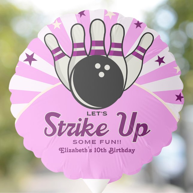 Fun Retro Bowling Birthday Girl Party Balloon (Creator Uploaded)