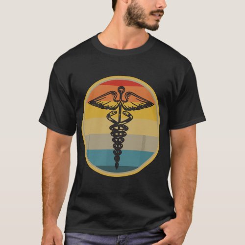 Fun Retro Caduceus Medical Symbol Vintage T_Shirt