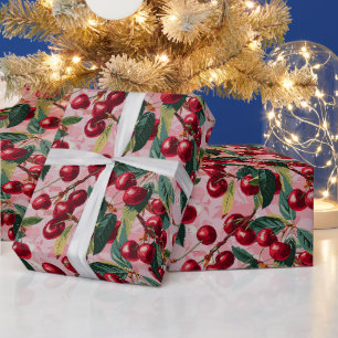 Fun Retro 'Cherry Pop' Pink Wrapping Paper