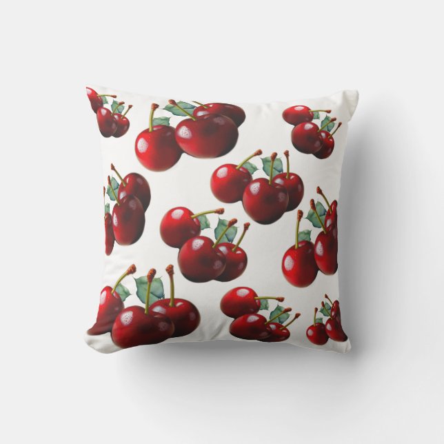 Fun Retro chic red Cherries  Throw Pillow (Front)
