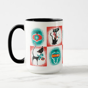 Fun Retro Christmas Cats Mug
