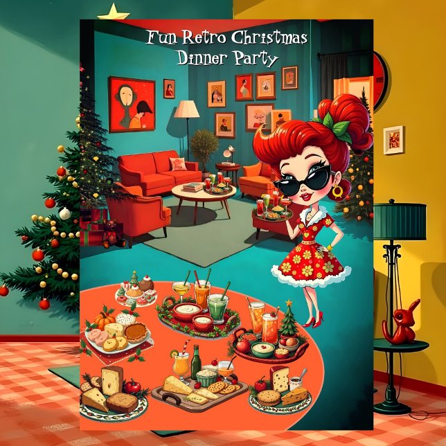 Fun Retro Christmas Dinner Party 1950s Lounge Invitation (Creator Uploaded)
