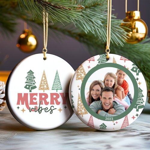 Fun Retro Christmas Family Photo Ornament