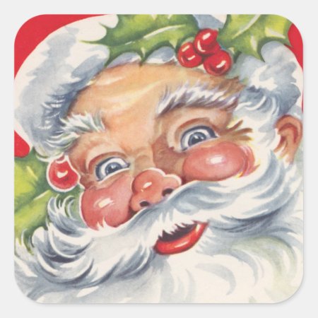 Fun Retro Christmas Santa Claus Stickers