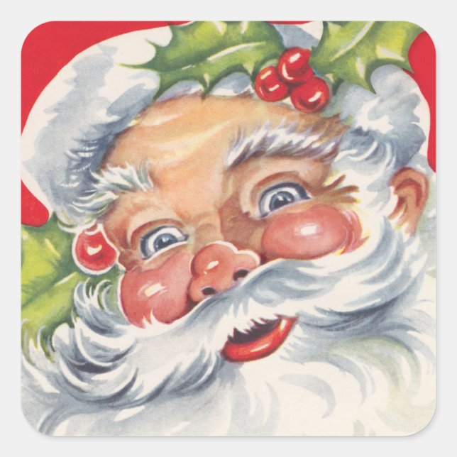 Fun Retro Christmas Santa Claus Stickers (Front)