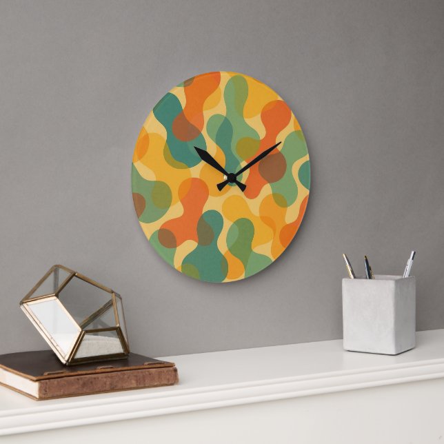 Fun Retro Classic Amorphous Shapes Art Pattern Large Clock (Office)