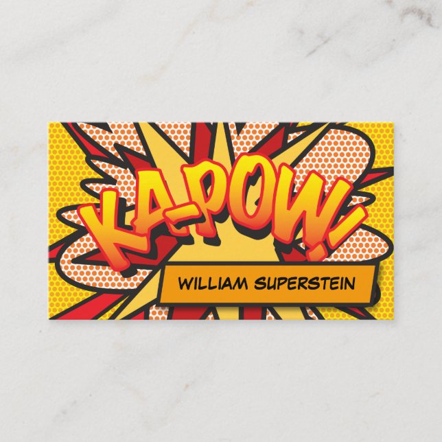 Fun Retro Comic Book Colorful Business Card (Front)