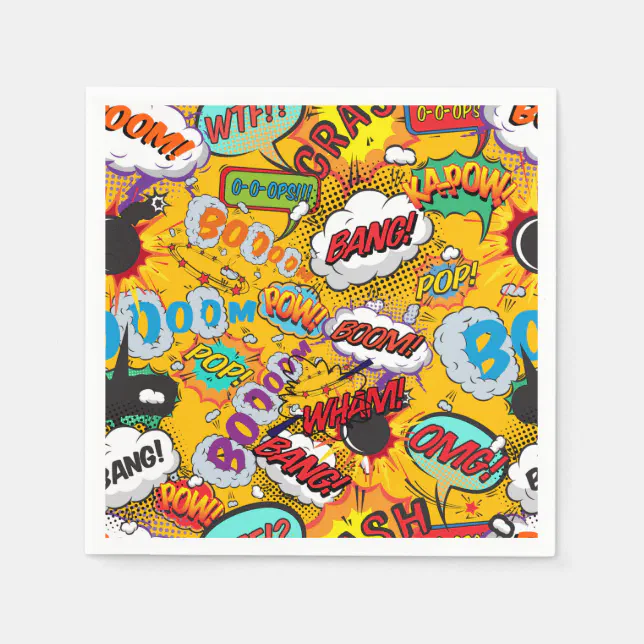 Fun Retro Comic Book Explosions Napkins | Zazzle