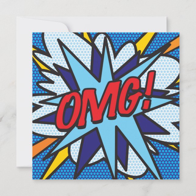 Fun Retro Comic Book OMG Invitation (Front)