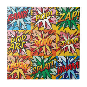 Fun Retro Comic Book Pop Art Ceramic Tile