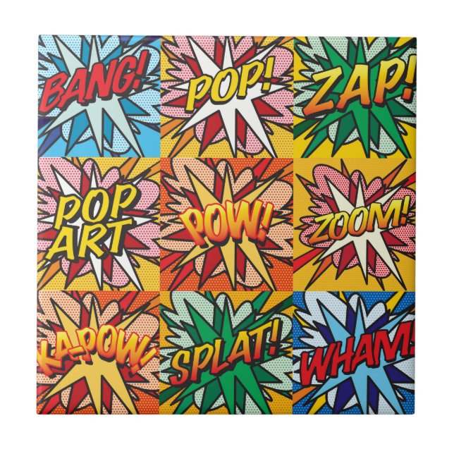Fun Retro Comic Book Pop Art Ceramic Tile (Front)