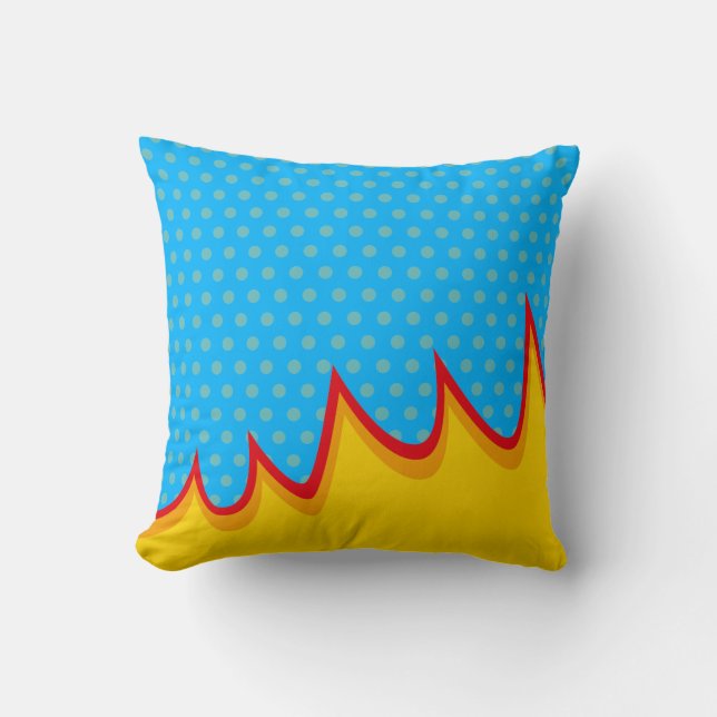 Fun Retro Comic Book Pop Art Explosion Throw Pillow (Front)