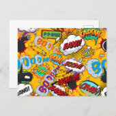Fun Retro Comic Book Pop Art Explosions Announcement Postcard (Front/Back)