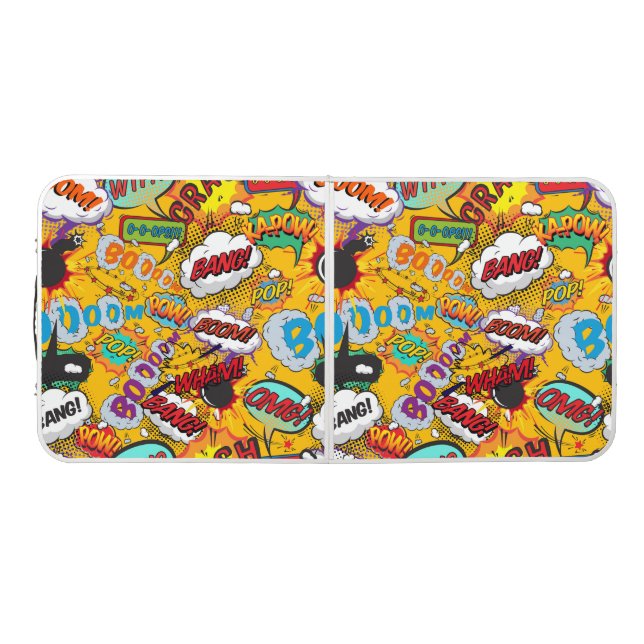 Fun Retro Comic Book Pop Art Explosions Beer Pong Table (Top)