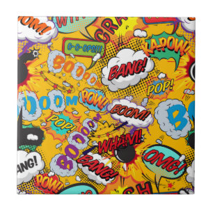 Fun Retro Comic Book Pop Art Explosions Ceramic Tile