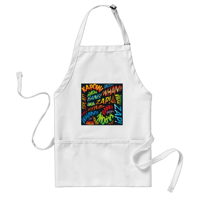 Fun Retro Comic Book Pop Art Sounds Adult Apron (Front)