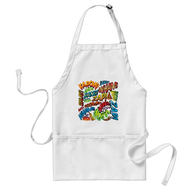 Fun Retro Comic Book Pop Art Sounds Adult Apron (Front)