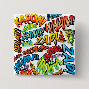 Fun Retro Comic Book Pop Art Sounds Button