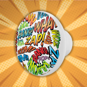 Fun Retro Comic Book Pop Art Sounds Ceramic Knob