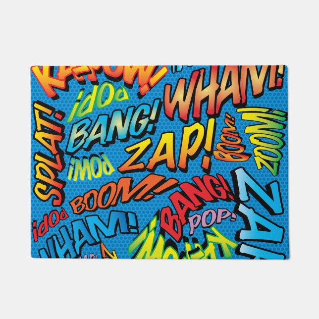 Fun Retro Comic Book Pop Art Sounds Doormat (Front)