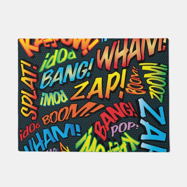 Fun Retro Comic Book Pop Art Sounds Doormat (Front)