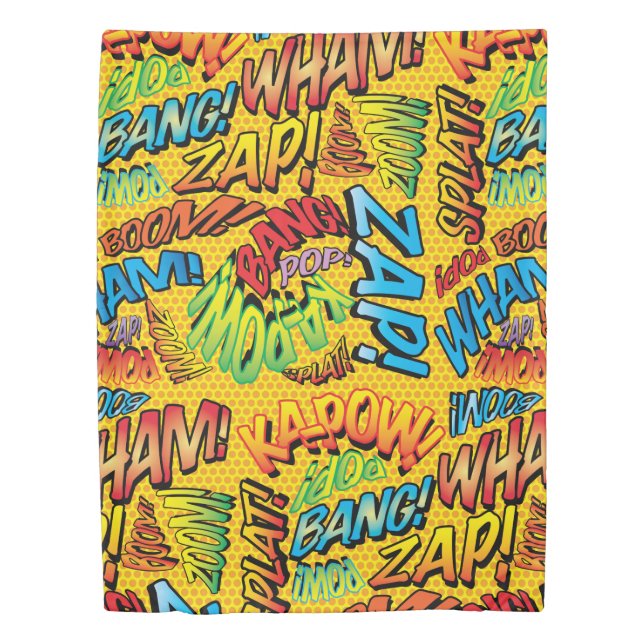 Fun Retro Comic Book Pop Art Sounds Duvet Cover (Front)