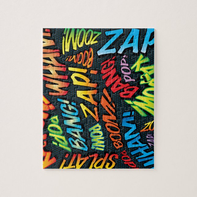 Fun Retro Comic Book Pop Art Sounds Jigsaw Puzzle (Vertical)