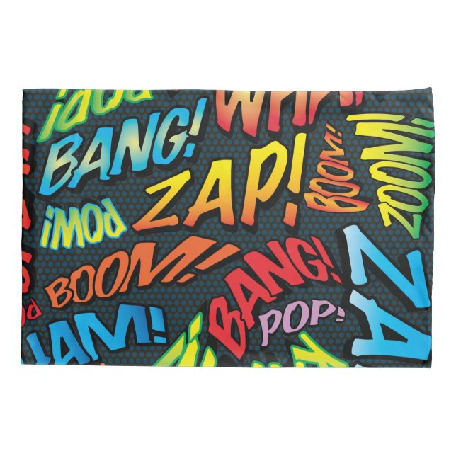 Fun Retro Comic Book Pop Art Sounds Pillow Case (Back)