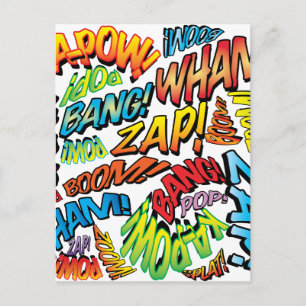 Fun Retro Comic Book Pop Art Sounds Postcard
