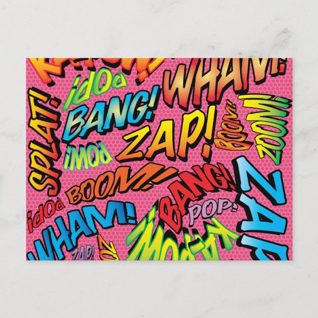 Fun Retro Comic Book Pop Art Sounds Postcard (Front)